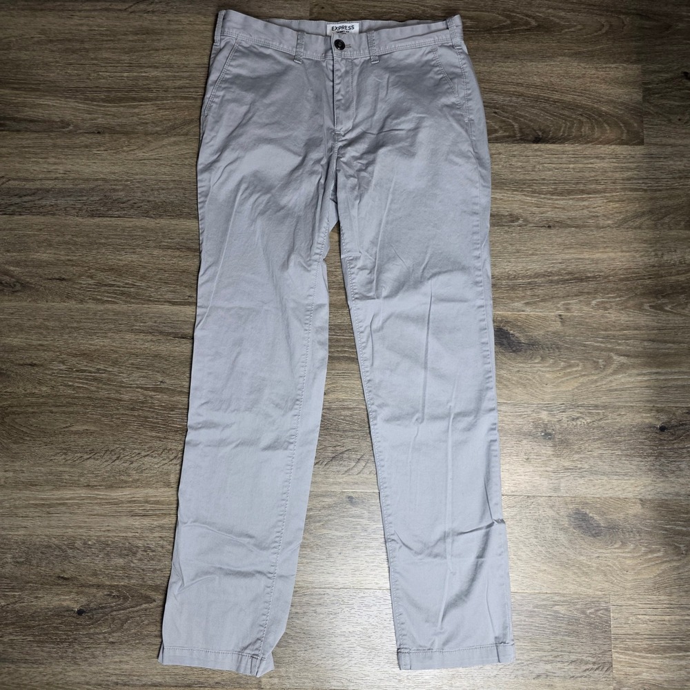 Express Hayden Skinny Fit Chino Pants Mens 32x32 Light Gray Cotton Stretch Khaki